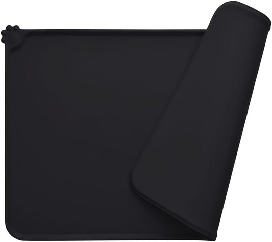 Ultimate Silicone Non-Slip Feeding Mat for Dogs and Cats - Waterproof & Easy to Clean (18.5" x 11.8", Black)